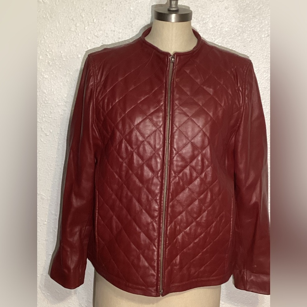 Siena studio vintage womens Quilted Red Leather Jacket size large